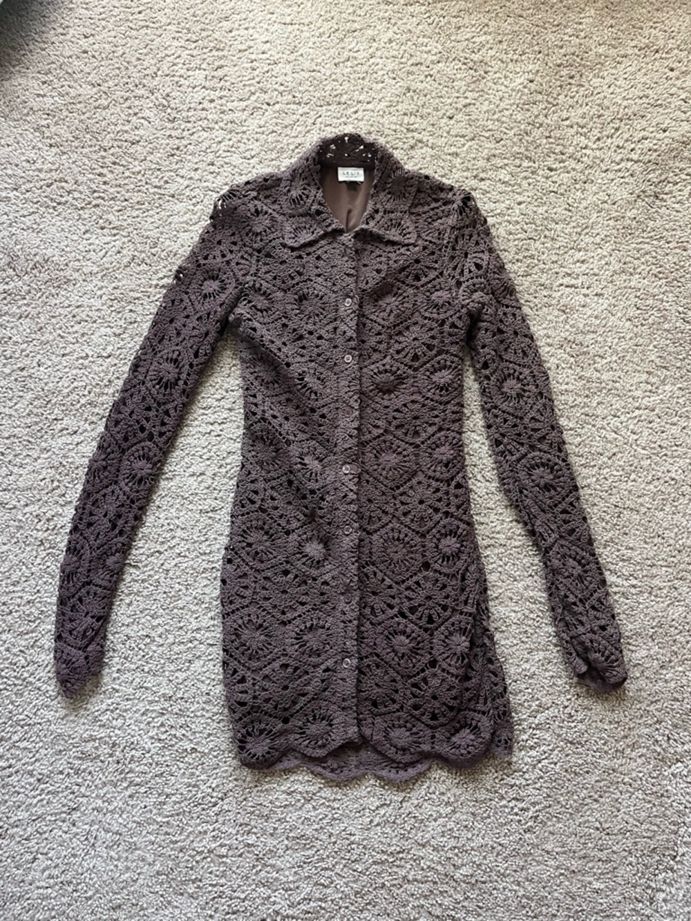 Lelis brown crochet dress